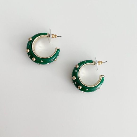J. Crew Factory Jewelry - J. Crew Factory Sparkly Resin Hoop Earrings (Green)